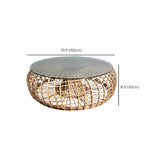 Glass Top Gold Wicker Rattan Outdoor Coffee Table Image - 18