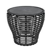 Glass Top Gold Wicker Rattan Outdoor Coffee Table Image - 2