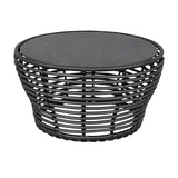 Glass Top Gold Wicker Rattan Outdoor Coffee Table Image - 5