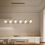 Globe and Wavy 6-Light Kitchen Island Pendant Light Image - 1