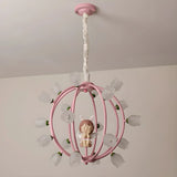 Globe Flower Angel Metal Kids Room Pink Chandelier Image - 14