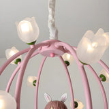 Globe Flower Angel Metal Kids Room Pink Chandelier Image - 15