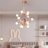 Globe Flower Angel Metal Kids Room Pink Chandelier Image - 6