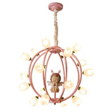 Globe Flower Angel Metal Kids Room Pink Chandelier Image - 8