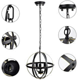 Globe Metal Black Chain Small 3-Light Foyer Chandelier Image - 10