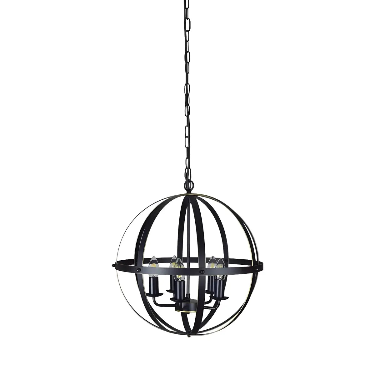 Globe Metal Black Chain Small 3-Light Foyer Chandelier Image - 3