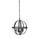 Globe Metal Black Chain Small 3-Light Foyer Chandelier Image - 3