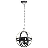 Globe Metal Black Chain Small 3-Light Foyer Chandelier Image - 7