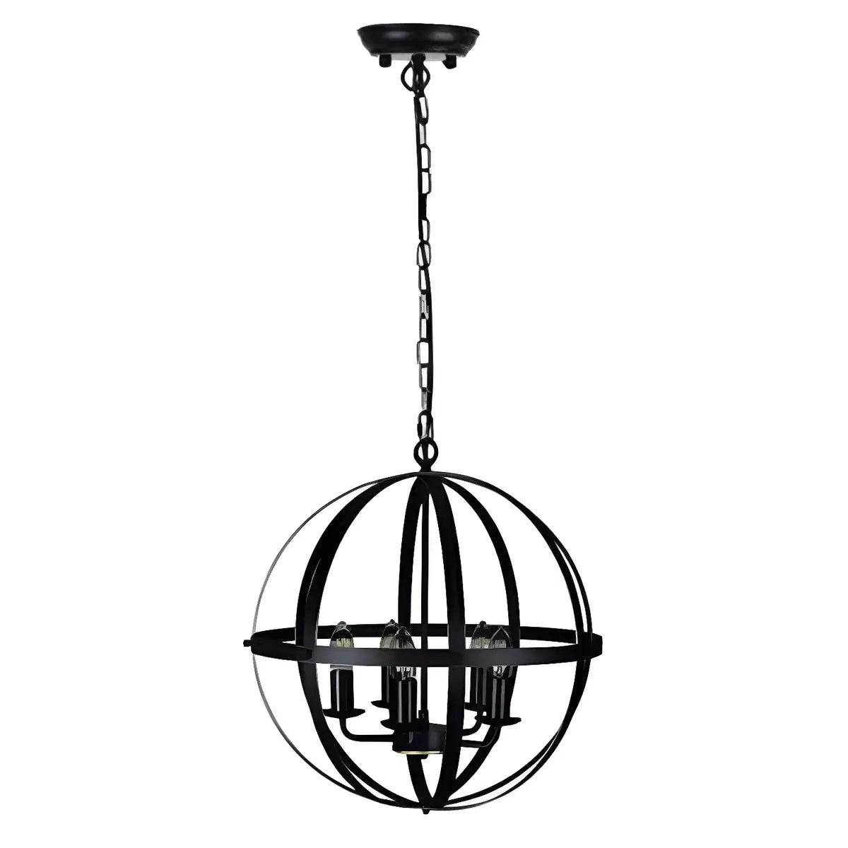 Globe Metal Black Chain Small 3-Light Foyer Chandelier Image - 8