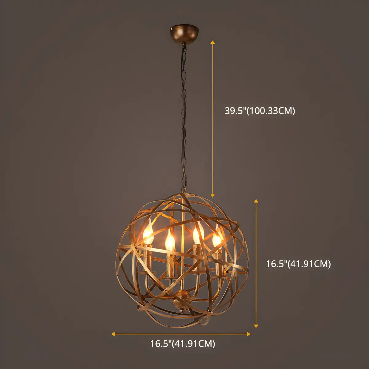 Globe Metal Candle Small Chain Gold Foyer Chandelier 