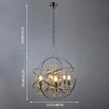 Globe Metal Chrome Crystal Candle Foyer Chandelier #size