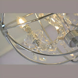 Globe Metal Chrome Crystal Candle Foyer Chandelier Image - 4