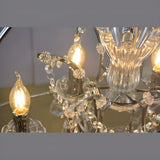 Globe Metal Chrome Crystal Candle Foyer Chandelier Image - 9