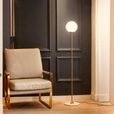 Globe Modern Standing Marble Base Gold Floor Lamp Image - 1