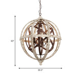 Globe Wood Metal Candle Large Chain Foyer Chandelier #size