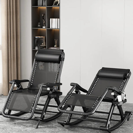 Gloss Black Scratch Resistant Metal Rocking Chair Image - 1