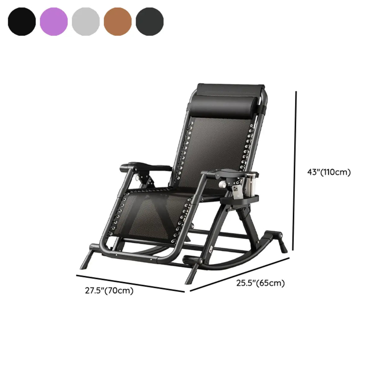 Gloss Black Scratch Resistant Metal Rocking Chair 