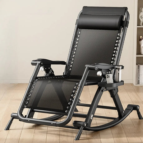 Gloss Black Scratch Resistant Metal Rocking Chair Image - 2