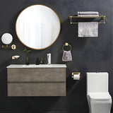 Gold Adhesive Mount Metal Storage Bathroom Hardware Set Image - 1