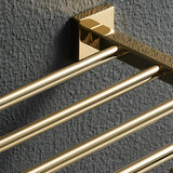 Gold Adhesive Mount Metal Storage Bathroom Hardware Set Image - 12