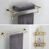 Gold Adhesive Mount Metal Storage Bathroom Hardware Set Image - 26