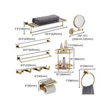 Gold Adhesive Mount Metal Storage Bathroom Hardware Set #size