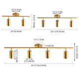 Gold Aluminum Linear Semi-Flush Mount Light 3-Light Image - 11