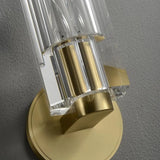 Gold Base Modern Clear Crystal Cylinder Vanity Light Image - 10