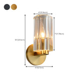 Gold Base Modern Clear Crystal Cylinder Vanity Light #size