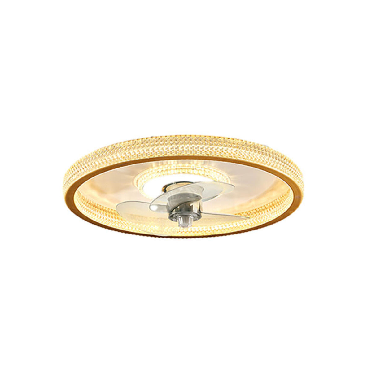 Gold Bedroom Round Crystal Dimming Ceiling Fan Light Image - 5