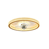 Gold Bedroom Round Crystal Dimming Ceiling Fan Light Image - 5