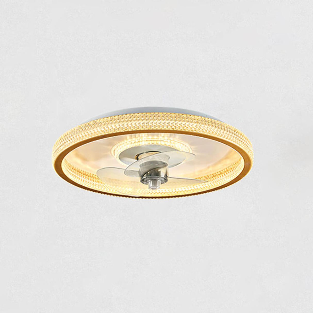 Gold Bedroom Round Crystal Dimming Ceiling Fan Light Image - 6