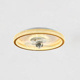 Gold Bedroom Round Crystal Dimming Ceiling Fan Light Image - 6