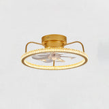 Gold Bedroom Round Crystal Dimming Ceiling Fan Light Image - 7