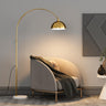 Gold Bowl Marble Base Arched Living Room Floor Lamp Image - 3