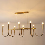 Gold Candle and Arched Arm Island Chandelier Light Image - 10