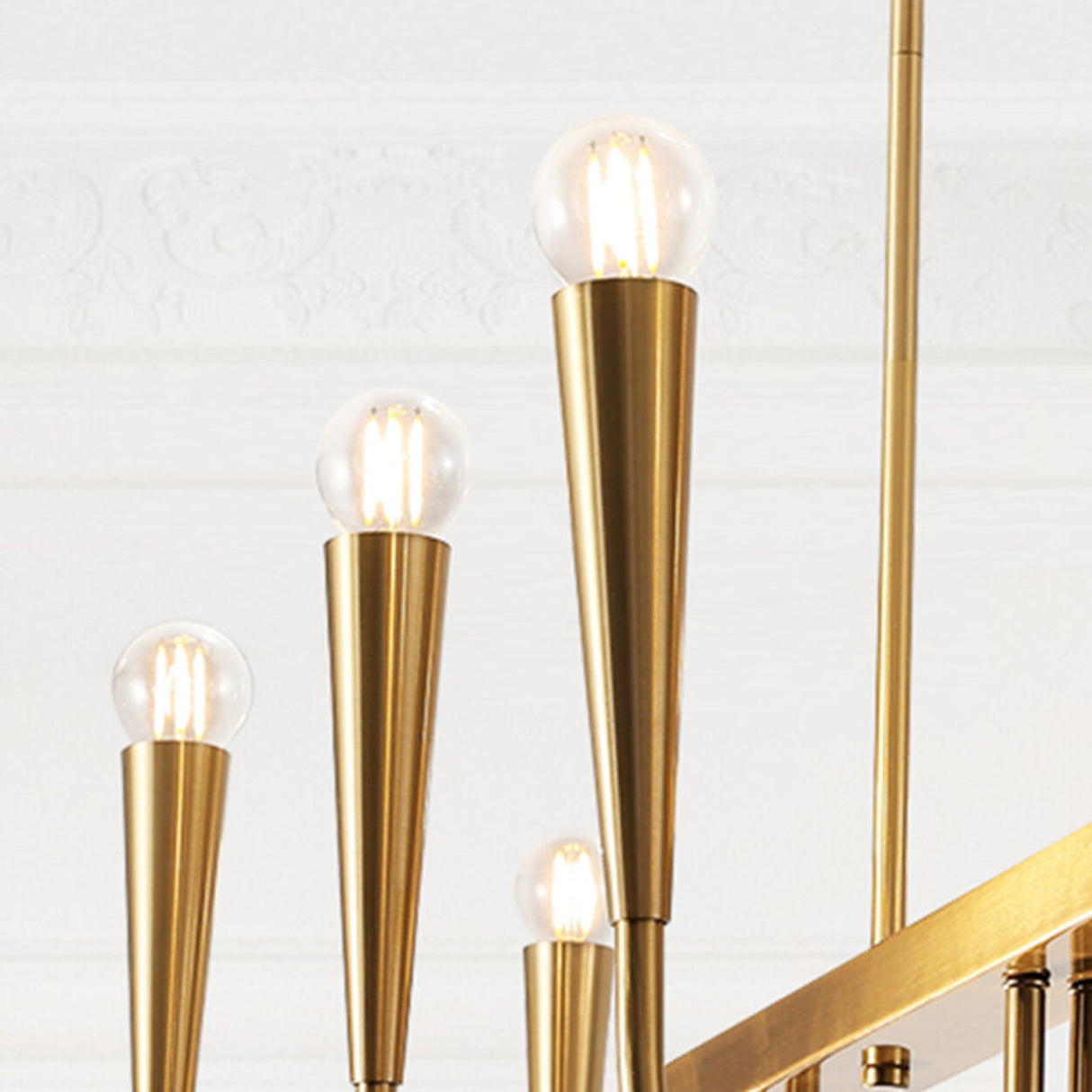 Gold Candle and Arched Arm Island Chandelier Light Image - 13