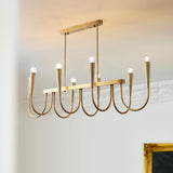 Gold Candle and Arched Arm Island Chandelier Light Image - 4