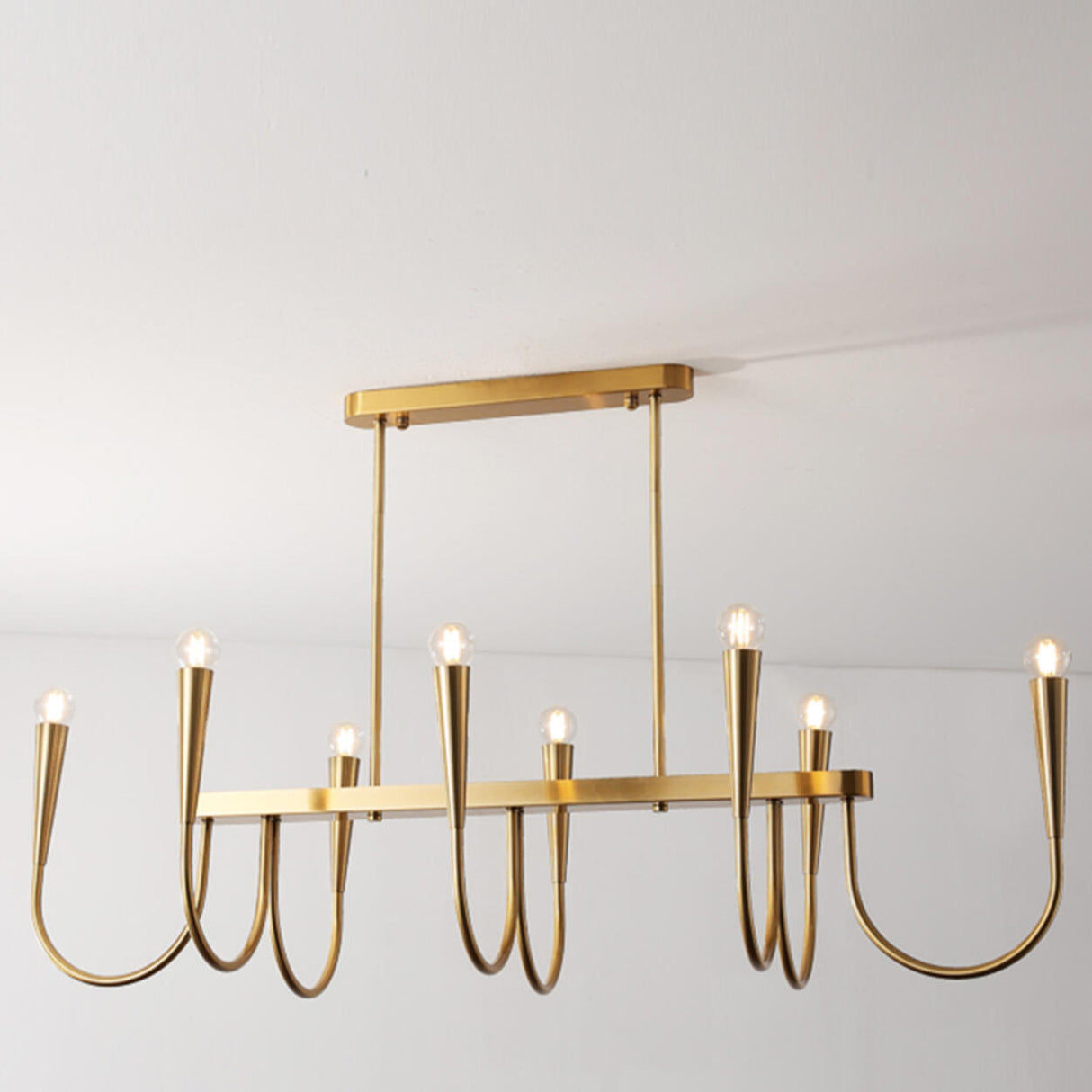 Gold Candle and Arched Arm Island Chandelier Light Image - 8