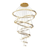 Gold Circle LED Crystal Remote Tiered Foyer Chandelier Image - 10