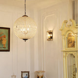 Gold Clear Crystal Globe Chandelier Adjustable Height Image - 1