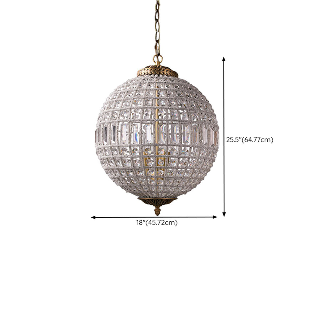 Gold Clear Crystal Globe Chandelier Adjustable Height 