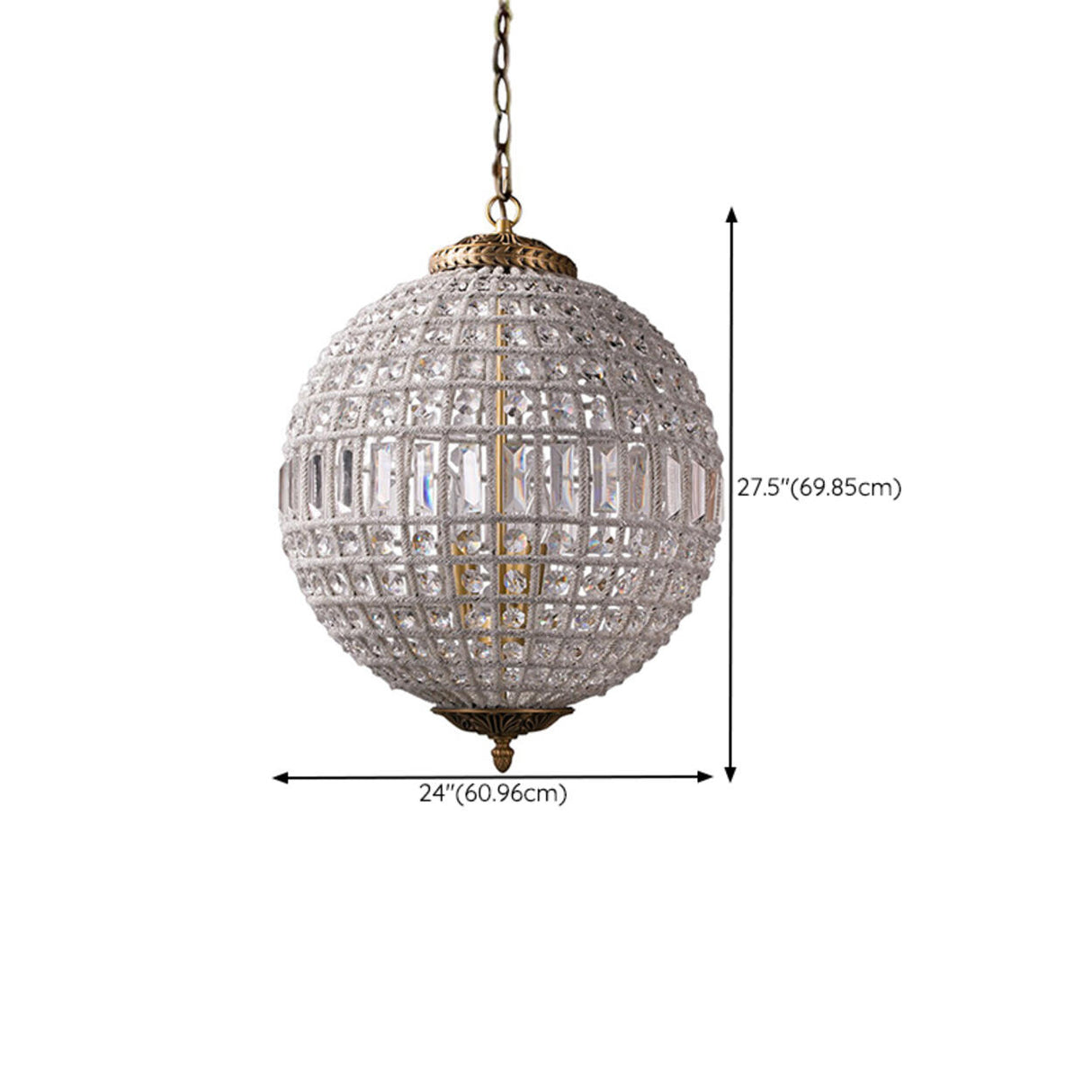 Gold Clear Crystal Globe Chandelier Adjustable Height Image - 9