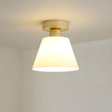 Gold Cone Frustum Glass Semi-Flush Mount Ceiling Light Image - 1