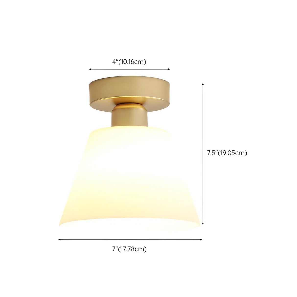 Gold Cone Frustum Glass Semi-Flush Mount Ceiling Light 