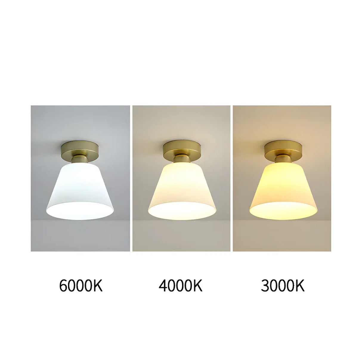 Gold Cone Frustum Glass Semi-Flush Mount Ceiling Light Image - 9