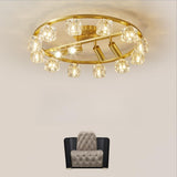 Gold Crystal Circle Semi-Flush Mount Lamp 13-Light Image - 4