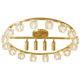 Gold Crystal Circle Semi-Flush Mount Lamp 13-Light Image - 5