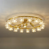 Gold Crystal Circle Semi-Flush Mount Lamp 13-Light Image - 8