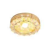 Gold Crystal Flower Round LED Flush Mount Ceiling Light Image - 3